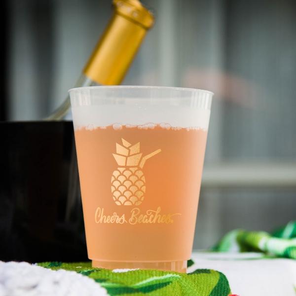 Cheers Beaches Accessories 1 Set of 8 Cups Cheers Beaches Pineapple Frosted Party Cup: Set of 8