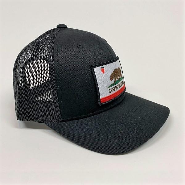 Cheers Beaches Accessories California Bear Flag "Cheers Beaches" Trucker Hat: Black on Black