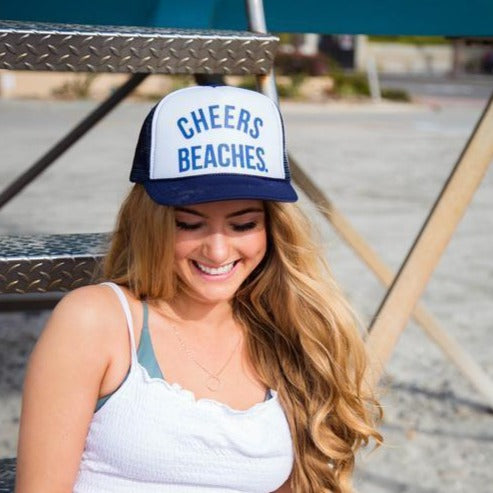 Cheers Beaches Trucker Hat: Navy & White