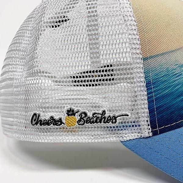 Cheers Beaches Accessories Universal / Ocean Blue Cheers Beaches Embroidered 3D Pineapple Beach Trucker Hat: Carolina