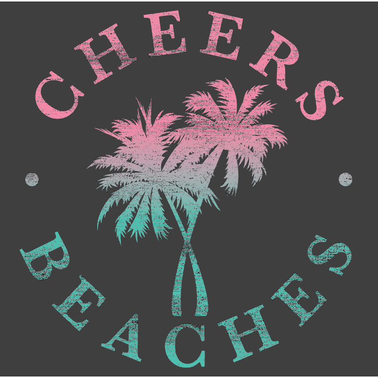 Cheers Beaches Women Cheers Beaches Distressed Palm Black V Neck