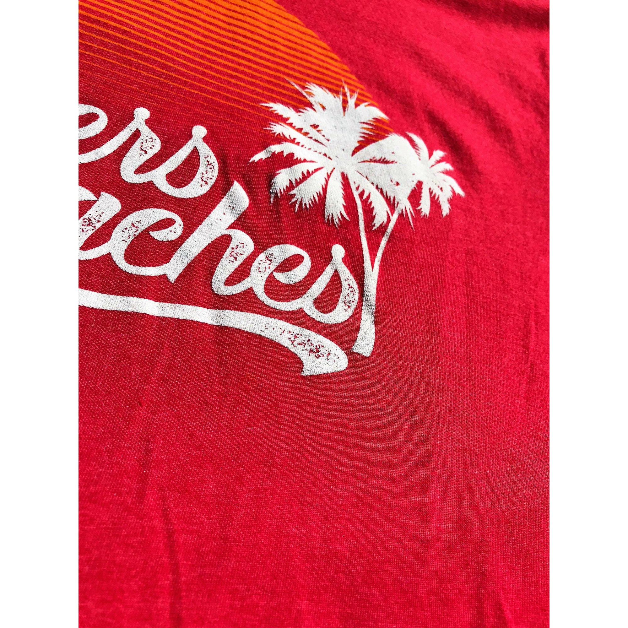 Cheers Beaches Women Retro Sunset & Palm V Neck